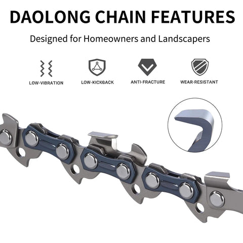 Close-up of Go To 16 Inch Chainsaw Bar And Chain Kit With Three Eighths LP Pitch And Gauge Point Zero Five Zero Drive Links