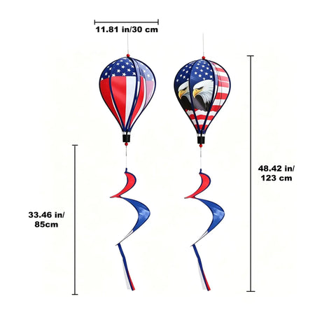 All American Patriotic Wind Spinner Duo For Yard And Garden Decor With Flag And Bald Eagle Designs 2 Pack Outdoor Hanging Spinners
