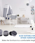 Beefy Heavy Duty Furniture Risers Set Of 4, 2 Inch Round Bed Lifts With 1 And 3 Inch Inserts displayed in a nursery