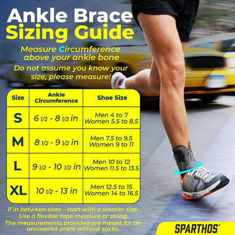 Lace Up Ankle Brace With Adjustable Support for Running and Court Sports Sizing Guide Chart for Men and Women