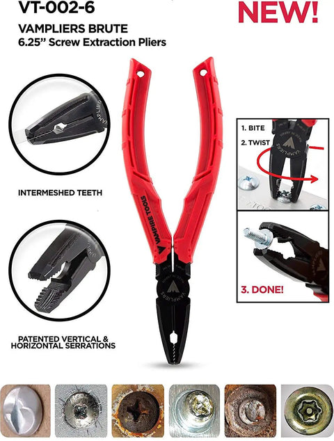 Brute 6.25 Inch Screw Extractor Pliers With Tool Pouch Made In Japan Durable Multipurpose Screw Removal Tool Black Oxide Finish
