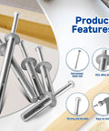 Heavy Duty Hammer Drive Anchors One Quarter Inch By One And One Half Inch For HVAC Duct Mounts And Shelving Units Zinc Plated Steel Concrete Fasteners Rust Resistant Bulk Pack Of 100 For Professional Contractors And Builders displayed with product features