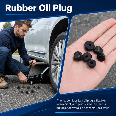 30 Pack Bottle Jack Rubber Plugs For 5 16 Inch Hole Flat Head Hydraulic Oil Filler Bung shown in hand and in use by car