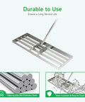 Heavy Duty Lawn Leveling Rake 30x10 Stainless Steel With 78 Inch Ergonomic Handle tool shown with durability features