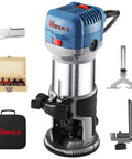 Compact Wood Router Kit With 6.5 Amp 1.25 HP Power 32000 RPM Handy Beginner Friendly DIY Trim Router Includes Roller Guide And Dust Hood