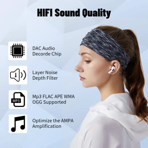 Side view of person using 128GB MP3 Player With Bluetooth 5.3, Dope Portable Digital Lossless Music Player, featuring HiFi sound quality.
