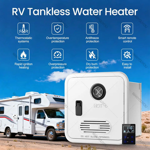 Top Shelf Tankless Propane Water Heater With Remote Control Delivers Instant Hot Water To Your Rig Smooth Sailing For Campshowers And Sink Tasks No Sweat During Weekend Trips - compact design with smart features.