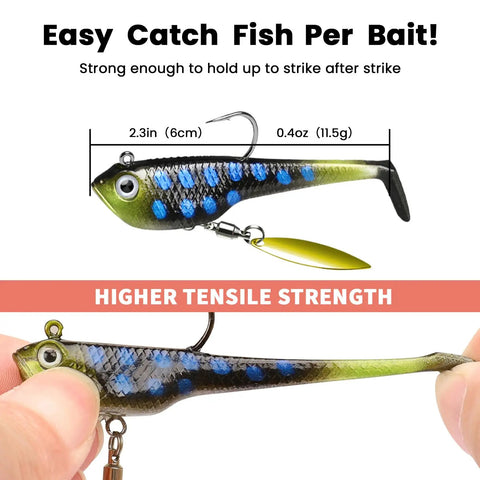 2.3 inch Shadtale Soft Fishing Lure With Bkk Hooks Trembly Sinking And Vibrating Paddle Tail Swimbait For Bass Trout Crappie Walleye