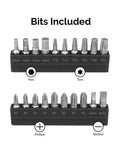 Assorted bits for Torque Screwdriver Set With Long Shank And Inch Pound Gauge One Quarter Inch Drive Twenty Hex Bits Adjustable