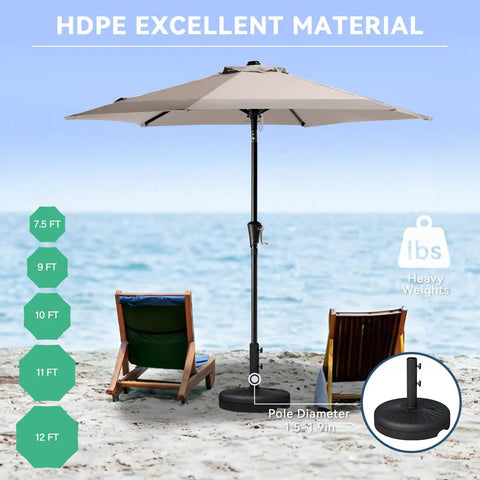 Beefy 82Lb Water Filled Outdoor Umbrella Base Stand For Patio And Garden Heavy Duty Holder with umbrella at beach