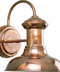 Brookside Outdoor Wall Lantern Light Brown Finish For Porch Patio Deck And Entryway Old School Farmhouse Style Train Station Inspired Exterior Lighting Weather Resistant 8 Inch Wide Nine And Three Quarters Inch High copper finish close-up