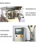 High Precision Electric Auger Filler Machine For Spices And Toner Powders 0.5 To 300 Grams with transparent silo and filling nozzle.