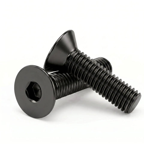 M4 X 10mm Flat Head Hex Socket Cap Screws 50 Pack With Hex Key Included Rock Solid 304 Stainless Steel Countersunk Bolts Heavy Duty Black Oxide Fully Threaded Fasteners