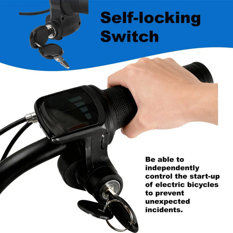 Hand gripping Full Twist Throttle Upgrade For E Bikes And Scooters, 48V 3 Pin Universal Throttle With LCD Display And Key Lock