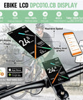 DPC010 display on bike handlebars for 48V 750W Mid Drive Ebike Conversion Kit BBS02B CAN Bus, showing speed and battery level.