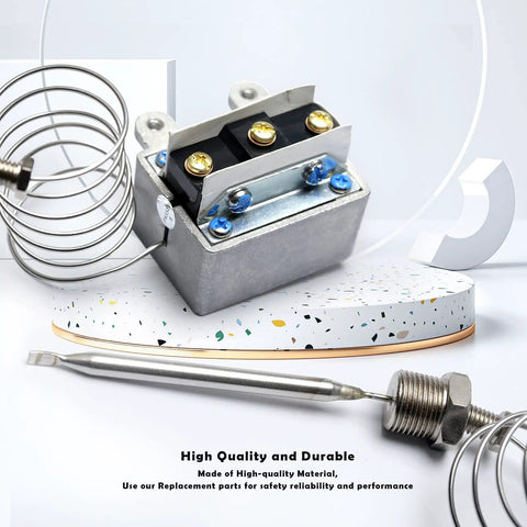 High Limit Fryer Switch LCCM2003000 Replacement for ATOSA 301030005, three-eighths inch, shown with thermostat coil and probe.