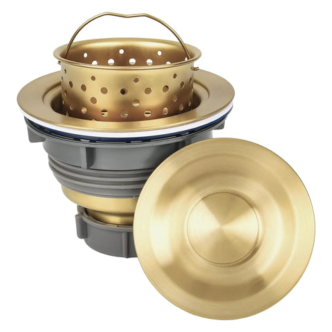 Golden 3-1/2 Inch Stainless Steel Kitchen Sink Drain Strainer With Removable Deep Basket And Sealing Lid, 304 Stainless