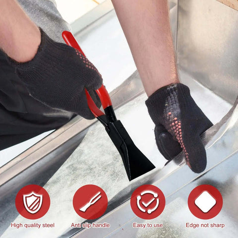Hands On Sheet Metal Bender Set 2.4 Inch Hand Seamer Pliers used in metalworking, shown bending sheet metal with gloved hands.