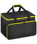 Slick Steam Cleaner Carry Case Featuring Dang Generous Internal Pockets And Hassle Free Straps For Keeping Your Floor Steamer Nozzles And Hoses Super Tidy Anywhere, black with yellow zippers, portable design.