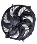 Spal High Output 16 Inch Curved Blade Puller Cooling Fan with durable steel housing for reliable engine heat dissipation.