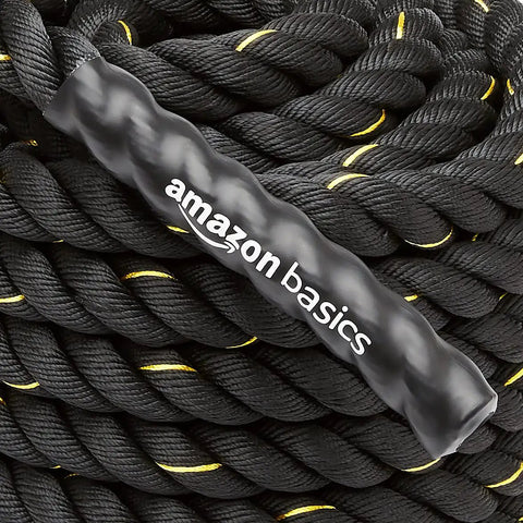 Beast Mode Heavy Battle Rope For Home Gym Crossfit And Cardio Sessions, 1.5 Inch Diameter By 30 Feet Length Three Strand Dacron With Protective Cover For Serious Strength Training And Legit Conditioning Workouts