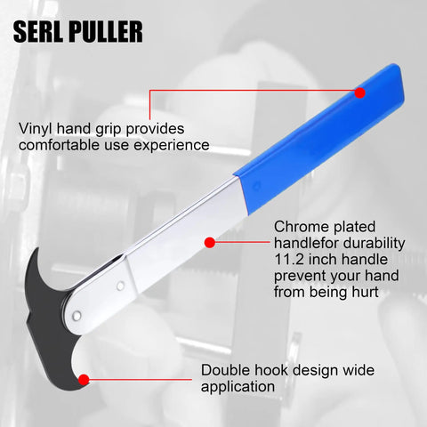 Chrome crankshaft seal puller with vinyl hand grip from 33 Pc Set in Crankshaft Seal Installer And Remover Kit for automotive use.