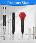 Solid Performer Automatic Center Punch Set With Six And Five Inch Bodies Plus Extra Pins for precise metal and wood marking.