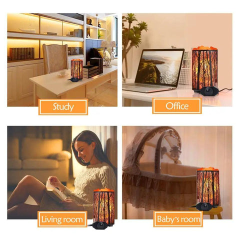 Himalayan Salt Lamp With Forest Design Metal Basket Natural Night Light With Dimmer Switch 25W Bulb Included ETL Cord Cozy