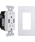 Two Pack USB Wall Outlet With 4.8A Dual USB Ports For Fast Charging 15 Amp Tamper Resistant Duplex Receptacle UL Listed