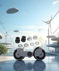 Complete Front Lock Nut Kit For 12mm E Bike Hub Motors With Lock Washer And Nut Cover in futuristic city setting