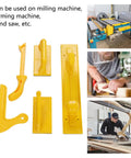 5-piece Woodworking Safety Push Block And Stick Set High Visibility Yellow ABS for saws shown with various woodworking tools in use.