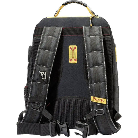 Back view of Pro Painter Backpack Organizer For Jobsite Tools With Removable Wet Pouch And All In One Storage System, padded straps
