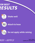 Instructions for using Eight Insect Control Yard And Garden Ready To Spray 32 Oz Long Lasting Insecticide on a purple background