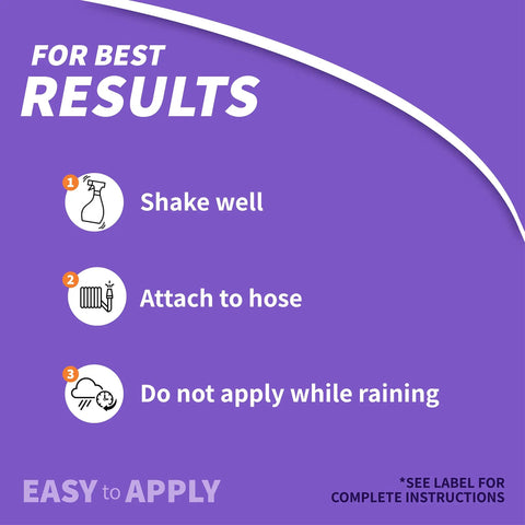 Instructions for using Eight Insect Control Yard And Garden Ready To Spray 32 Oz Long Lasting Insecticide on a purple background