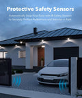Infrared Gate Safety Sensor Kit with Photo Eyes installed at driveway entrance, car approaching, outdoor security sensors active