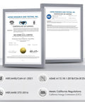 Certificates showing NSF and CEC compliance for Black 4 Inch Centerset Bathroom Faucet With Supply Lines Modern Sink Fixture