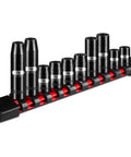 Beefy 10 Piece One Quarter And Three Eighth Inch Drive Impact Socket Set, 10mm, Deep And Shallow, Black Phosphated Finish, CR-MO Steel