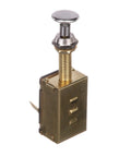 3 Position Push Pull Marine Toggle Switch Normally Off Energizes One Circuit Then Both With A Pull Saltwater Ready Brass Hardware Chrome Plated Face Nut Brass Back Up Nut Beefed Up Durable Boat Switch For Electronics And Accessories, brass body