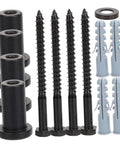 4 Sets Bifold Door Hardware Kit With Tracks, Spacers, And Wall Connectors For Sliding Barn Doors components, including bolts and spacers.