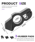 Diagram of Beefed Up Aluminum Alloy Motorcycle Lock For Handlebar Grips And Brake Levers, showing dimensions and rubber pads