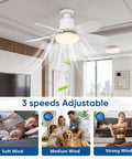 XIGUCUCN Socket Fan Light with Remote in living room, showing 3 adjustable speeds and dimmable light feature.