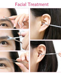 Demonstration of facial treatment using tools from the 18 Piece Manicure And Pedicure Set With Stainless Steel Tools, Travel Hygiene Kit.