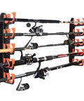 Wall And Ceiling Mounted Fishing Rod Rack Holds Up To 10 Rods Space Saver For Gear In Garage Declutter Your Space