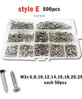 Durable Aluminum And Steel Pop Rivets Kit With Ten Sizes M1 M2 M3 M4 Cross Flat Head Self Tapping Fasteners for DIY projects.