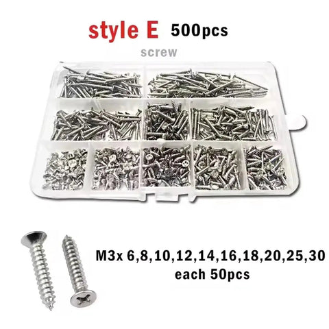 Durable Aluminum And Steel Pop Rivets Kit With Ten Sizes M1 M2 M3 M4 Cross Flat Head Self Tapping Fasteners for DIY projects.