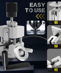 Four Pack Boss Grade High Speed Steel Wire Stripper Replacement Blades For Universal Manual And Electric Cutters shown in use with step-by-step instructions.