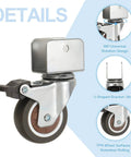 Beefy 2 Inch Caster Wheel Set 4 Pack With 2 Brakes And 2 Swivel Casters, 1 Inch U Bracket Opening, 55 Lb Per Caster, Brown