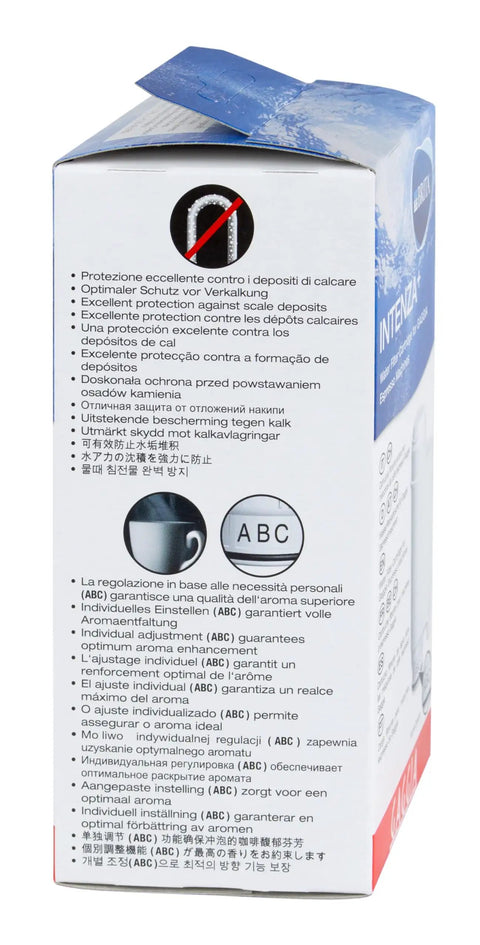 Side view of packaging for Water Filter For Gaggia Espresso Machines Double Pack Fits All Gaggia Super Automatics Except Syncrony Logic