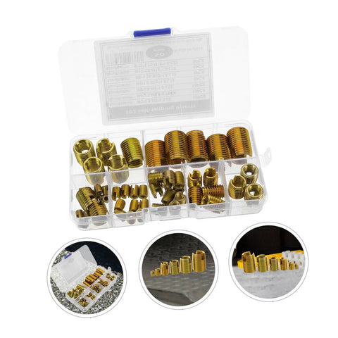 50 Piece Carbon Steel Thread Repair Kit With Self Tapping Thread Inserts For Quick Pro Grade Repairs And Easy Installation For Professionals And DIY Enthusiasts in storage case