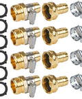4 Pack Garden Hose Repair Kit With 3/4 Inch And 5/8 Inch Hose Couplers, Aluminum Mender Set, rubber gaskets, clamps visible